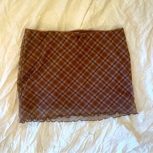 Brown Plaid MicroMini Skirt